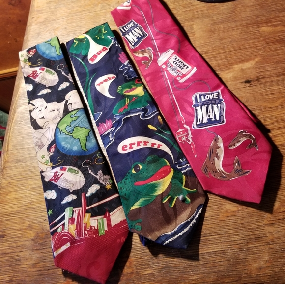 C1996 3 BUDWEISER super bowl advertising NECK TIES frogs - Picture 5 of 5